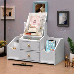 Cosmetic Organizer Box with Mirror