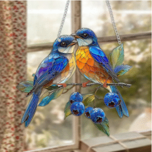 Acrylic Suncatcher Chain Bird Decoration Rainbow Blue Wind Chime for Garden All Seasons Decoration