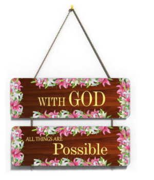 With God All Things Are Possible Design Wood Door Hanging Decorative Showpiece
