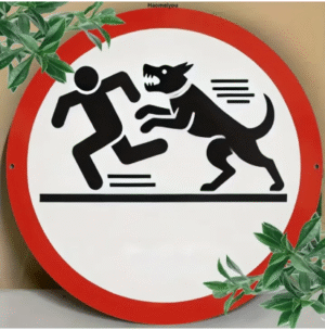 HaomeiyouSafetyPupVintage™ Round Dog Attack Sign | All - Weatherproof | Easy - Hang Durable | Ideal for Home Decor Security High Quality