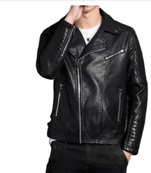 Denim Plus Black Leather jacket Men