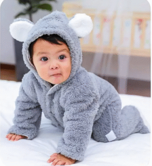CozyCub Baby Winter Romper Set – Ultra-Warm Hooded Bodysuit with Mittens & Booties