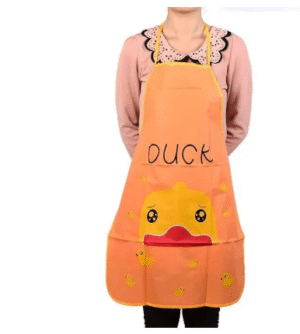 ELECTROPRIME PVC Kitchen Lovely Cartoon Duck Pattern Bib Apron Orange 70cm Length