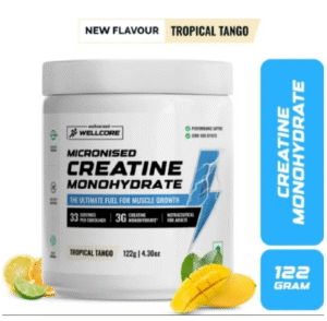 Wellcore - Pure Micronised Creatine Monohydrate (122g, 33 Servings) | Lab Tested | Tropical Tango | Supports Athletic Performance and Power